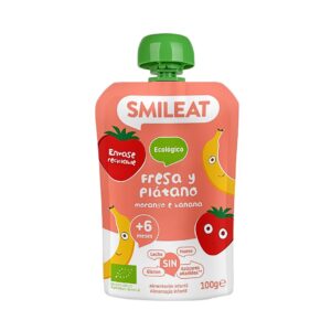 Πουρές Φρούτων Φράουλα-Μπανάνα Smileat Bio 100g +6 μηνών