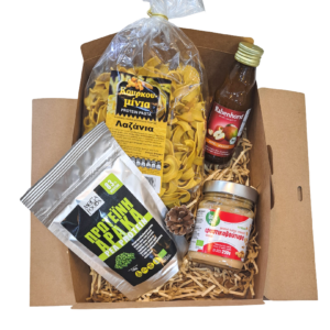 Χριστουγεννιάτικο κουτί δώρου γεμάτο πρωτεΐνη.